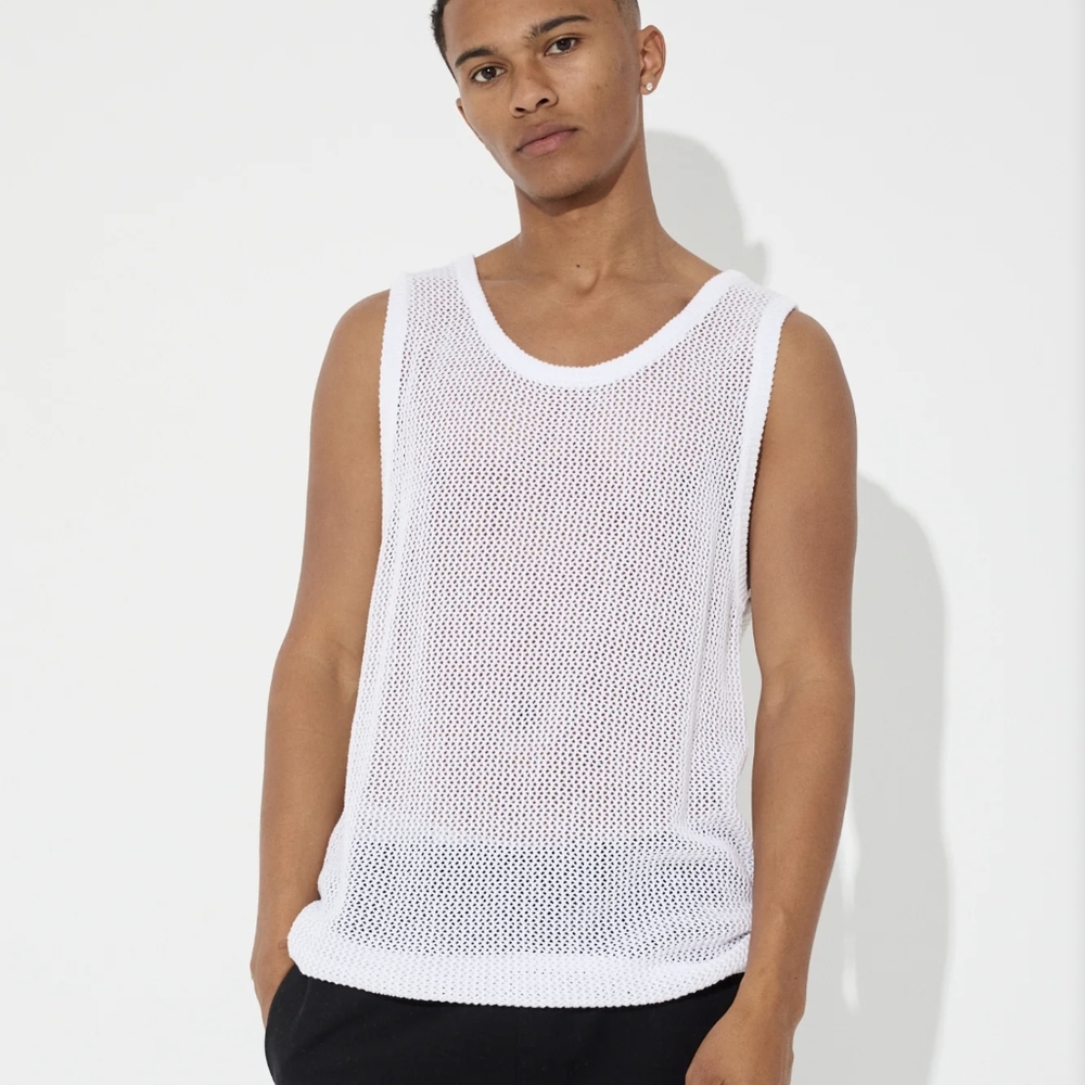 Crochet Knit White Tank
